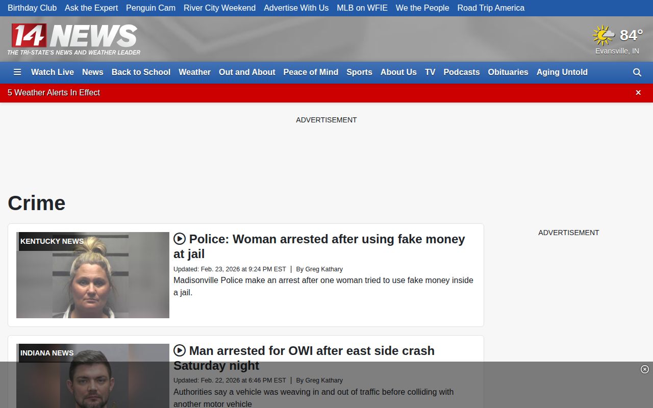 Vanderburgh County arrest news on WFIE crime page